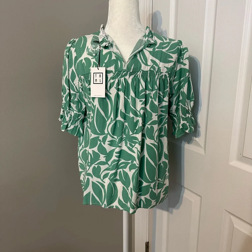 NWT THML Palm Print Top - Picture 7 of 9